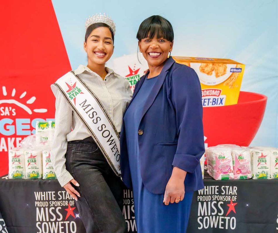 Miss Soweto Paige Harvey with Cee-Jay Chishimba, deputy principal at EW Hobbs Primary School