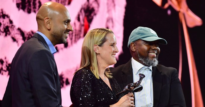 Source: © Gallo Images  (Left) Preetesh Sewraj, CEO The Loeries, (centre) Bridget Harpur, head of marketing: Volkswagen South Africa was named Marketer of the Year, and (right)<p>Kabelo Moshapalo, incoming Loeries Chairperson and CCO Ogilvy Johannesburg