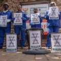 Activists from the Vaal region protested outside the Department of Mineral Resources in Pretoria against Glubay’s proposed mine. Residents are concerned about water, soil and air pollution from the proposed mine. Photos: Ihsaan Haffejee / GroundUp
