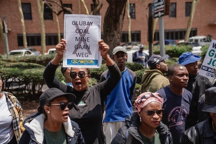 Vaal residents protest outside the offices of the mining department in Pretoria.