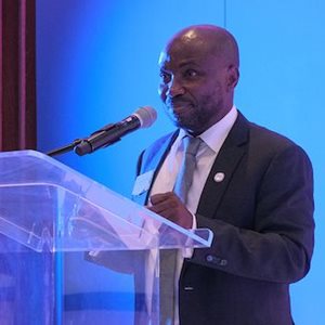 Dr Manessah Alagbaoso from Standard Bank Group giving the keynote address