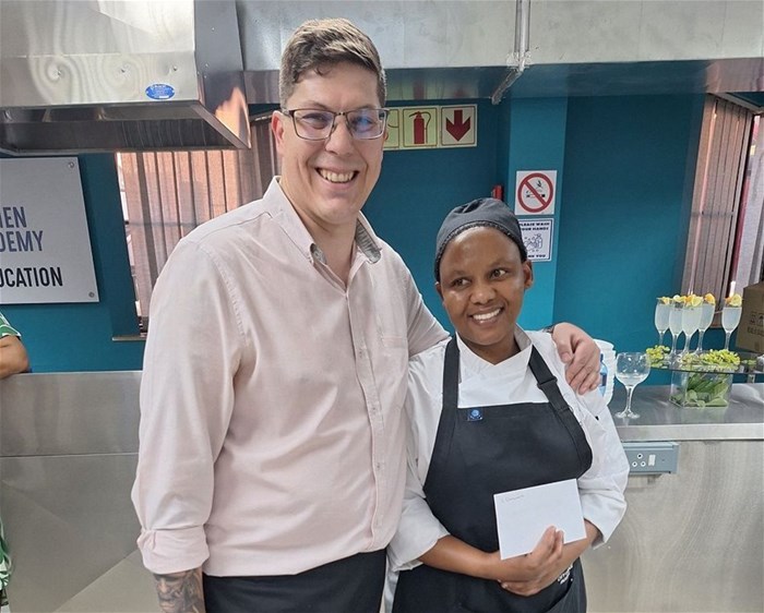 First place: Julius von Richter, assistant general manager, and Nonkululeko Nxele, guest services agent F&B breakfast cook, from City Lodge Hotel at OR Tambo International Airport