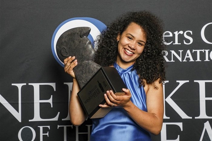 Kiara Scott Farmer with her 2024 Diners Club Winemaker of the Year Trophy
