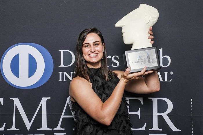 Mika Engelbrecht with her 2024 Diners Club Young Winemaker of the Year Trophy