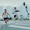 Two athletes running in the Las Vegas speed project campaign. Source: apple.com