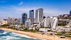 Source: Durban Tourism. Umhlanga Beachfront, featuring the Pearls development in the centre.
