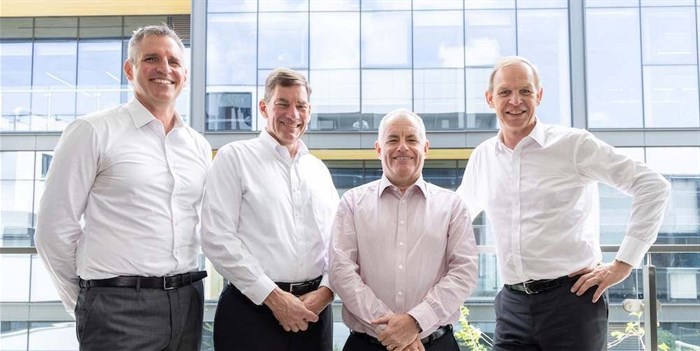 Graeme Wild, CEO of Sappi Southern Africa, Mike Haw, CEO of Sappi North America, Steve Binnie, CEO of Sappi Limited, and Marco Eikelenboom, CEO of Sappi Europe