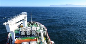 South Africa’s world-class scientific research vessel, the SA Agulhas II, heads toward Cape Town after a stop over in East London following its annual relief and supply voyage to the SANAE IV Antarctic base. The back of Table Mountain, seen in the distance here, was a welcome sight for some researchers returning from a 12-month overwintering stay at SANAE IV, along with sobering news on the state of the southern oceans. Photos: Steve Kretzmann / GroundUp
