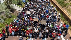 Hundreds of students marched on the University of Cape Town campus last week protesting against financial exclusion. Archive photo: Ashraf Hendricks / GroundUp