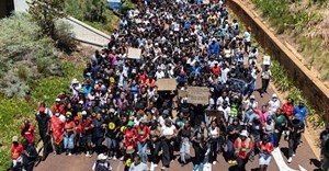 Hundreds of students marched on the University of Cape Town campus last week protesting against financial exclusion. Archive photo: Ashraf Hendricks / GroundUp