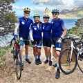 Mouse-Free Marion Cycling Team members John Cooper, Erica Leppan, Katta Ludynia and Jeremy George on the descent from Chapman’s Peak into Hout Bay along the Cape Town Cycle Tour route