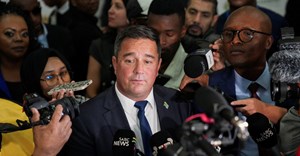 Source: Reuters. Leader of the Democratic Alliance (DA) John Steenhuisen speaks to media in Cape Town, South Africa 14 June, 2024.