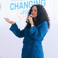 Source: Supplied. Mpoomy Ledwaba speaking at the Life Changing Lessons event in Cape Town.