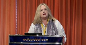 Mary Beth West, a senior strategist from the US, challenges the industry to confront its role in blurring the lines between advocacy, ideology, and profit at the World Communications Forum Association’s Davos Communications Summit (Image supplied by Lebo Madiba)