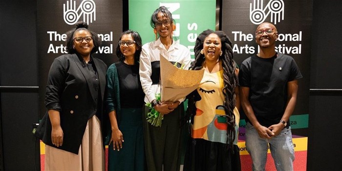 L to R: National Arts Festival's Nobesuthu Rayi (Stakeholder and Partnerships Manager) and Rucera Seethal (Artistic Director) with National Playwright Competition winner Campbell Meas, her mentor, Dr Refiloe Lapere, and HEINKEN Beverages' Bongani Semenya, Corporate Events Lead. Image supplied