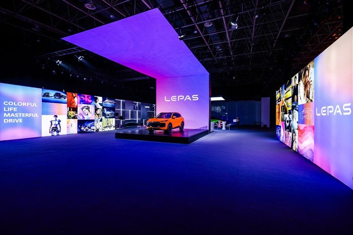 The Lepas L8 pictured from afar at the 2025 Shanghai Auto Show | image supplied