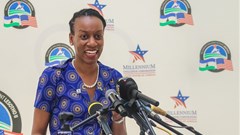 Source: US Embassy in Maseru. Millennium Challenge Corporation deputy chief executive Chidi Blyden at the launch of the project in Maseru.