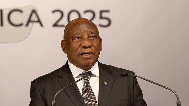 Source: GCIS. President Cyril Ramaphosa at a bilateral meeting with President Karin Keller-Sutter of Switzerland on the margins of the first meeting of the G20 Finance Ministers and Central Governors in Cape Town in February 2025.