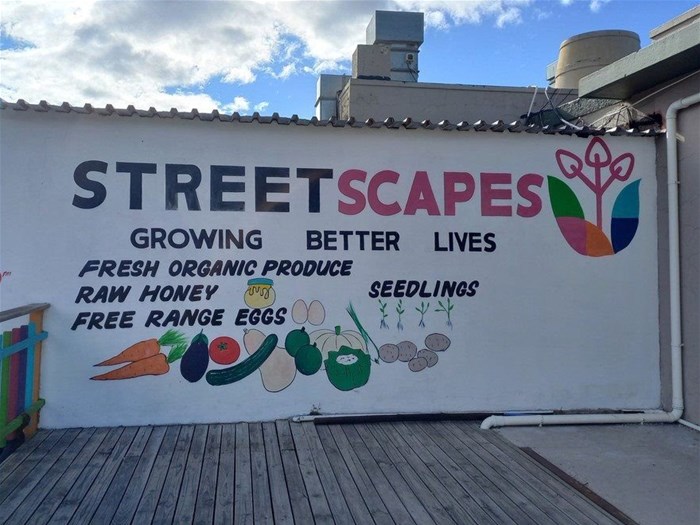 Streetscape runs a food garden in the city centre. The garden is cultivated by their formerly homeless clients as part of their programme of being reintegrated into society.