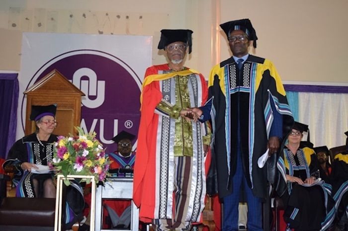 Prof. Toyin Falola with Prof. Dumi Moyo
