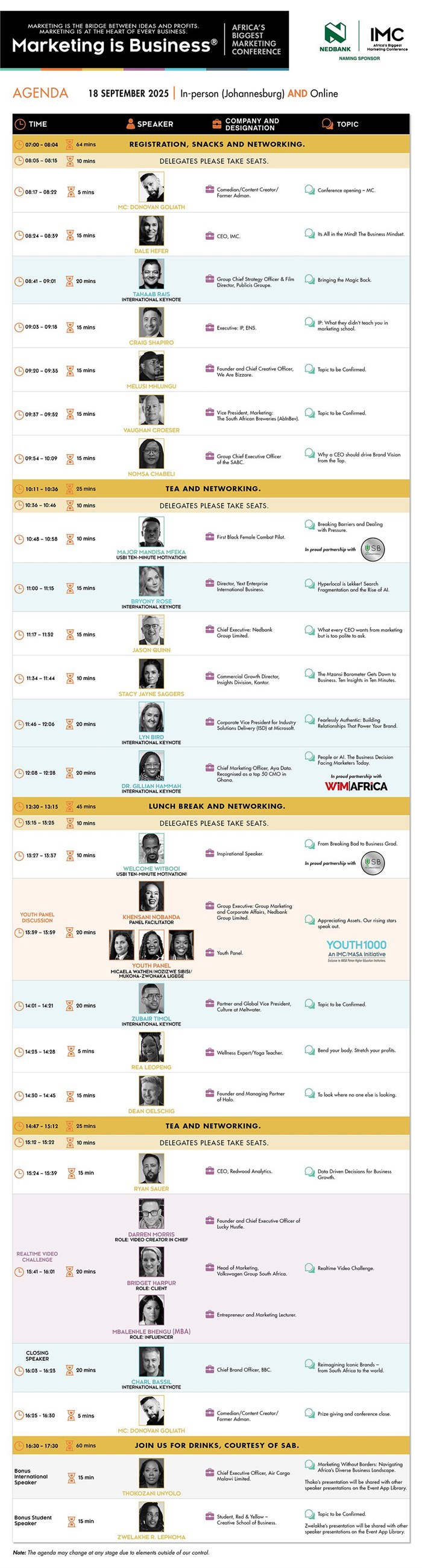 Hard-hitting agenda set to inspire at Nedbank IMC 2025