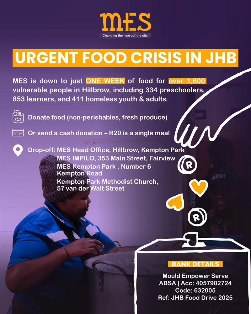 Urgent appeal: Help feed the homeless in Johannesburg's inner city