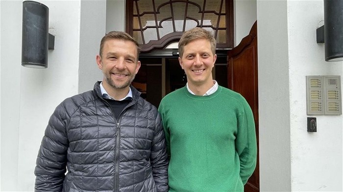 Dries Mellet ,non-executive director at PSG Group Director and Antoine van Heerden, founder and CEO of ButtaNutt. Image supplied