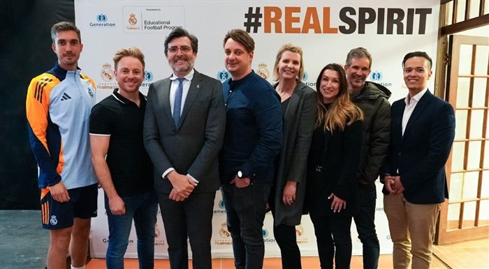 From L-R: Alberto Giménez (Technical Director at Real Madrid Foundation EFP South Africa); Brendan Epstein (Marketing Director at Real Madrid Foundation EFP South Africa & Founder of Collab Advertising); Andrés Muntaner Borrajo (Director of the Real Madrid Foundation EFP); Jevron Epstein (President of the Real Madrid Foundation EFP South Africa & CEO of Generation Schools); Kerryn Ackermann (Senior Management at Generation Schools); Sandra De Abreu (Senior Management at Generation Schools); Jac Vos (Financial Director at Real Madrid Foundation EFP South Africa & Financial Director at Generation Schools), Kyle Savile (Senior Management at Generation Schools).