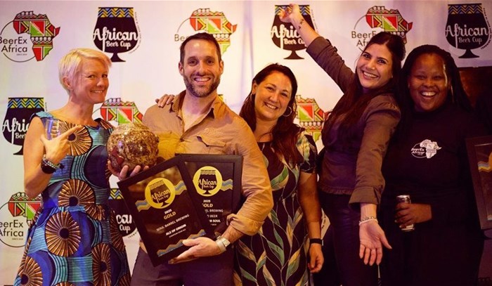 The African Beer Cup organising team celebrates with overall winner Nick Smith. Image by Marla Burger Photography
