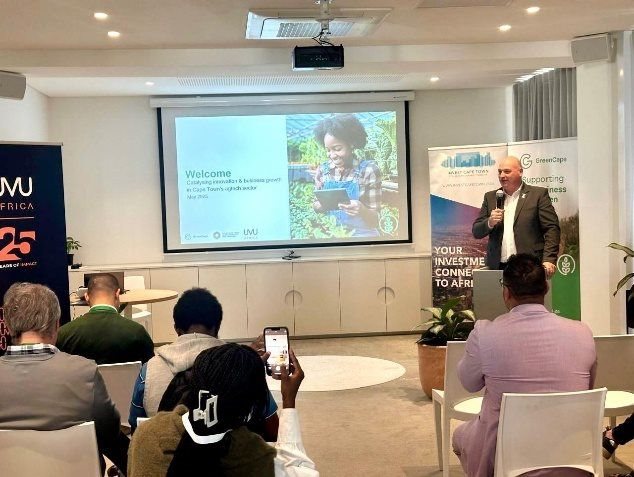 Source: Supplied | Alderman James Vos, Mayoral Committee Member for Economic Growth addresses the audience at the City and GreenCape AgTech Connect session.