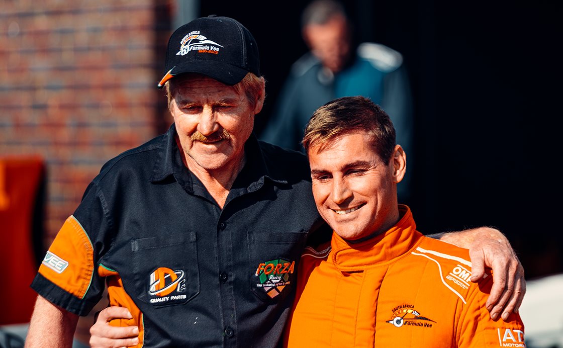 Theo Vermaak, right, shares a love for Formula Vee racing with his dad, Ernie, also a former driver, now turned specialised mechanic. Father’s Day this year is a special occasion as they both toast the 60th anniversary of Formula Vee – a racing series that they both love, and where Theo serves as the association chairman. They are just one of several father–child duos in the racing series, deepening bonds between parents and children with a love for racing. Photo: Steele Blade Photography
