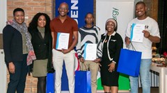 Image supplied. Andiswa Mkhize, manager, org design and EE; Pontsho Matshediso, talent acquisition specialist; Thando Kondowe, graduate; Msizi Gantsho, graduate; Angela Stofile, HR graduate; Sandi Jama, graduate.