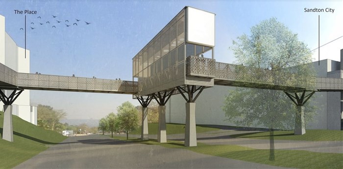 Architect rendering of Sandton Drive Link Bridge