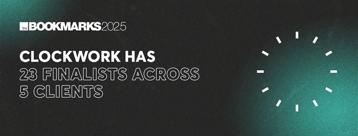 Clockwork has 23 finalists across 5 clients at the 2025 Bookmark Awards