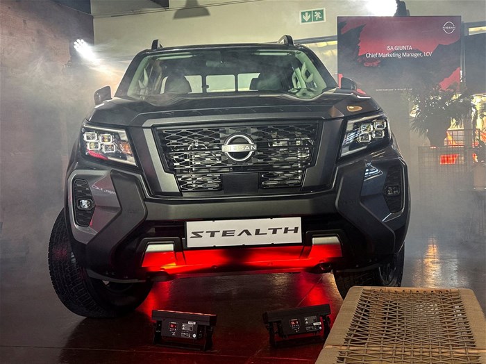 New Nissan Navara Stealth is displayed during a news conference to announce the launch of the pickup truck in Magaliesberg, South Africa, 10 July 2025. Reuters/Nqobile Dludla