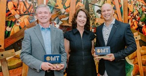 Supplied image: Wits University physicist Professor Andrew Forbes (left) and University of Cape Town paediatric neurosurgeon Professor Anthony Figaji (right), presented with their joint 2024/2025 Harry Oppenheimer Fellowship Awards by Oppenheimer Memorial Trust chair Rebecca Oppenheimer. Each has been awarded R2.5-million to further his groundbreaking research.