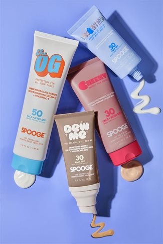 The launch collection includes four mineral-based all-screens that deliver broad-spectrum protection and work like skincare. Image credit: Spooge