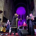 was the master of ceremonies at the Songs for Freedom at St George Cathedral on Friday. She performed with her band, Feminine Force. Photos: Matthew Hirsch