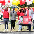Pictured: Ngange Ngxiki (Sasko Bakeries - Gauteng cluster lead); Potledi Ngoepe (Deputy Director Sports and Enrichment, Department of Basic Education); Thandolwethu Madliki (Sasko senior brand manager); Nico Moloto (PepsiCo corporate affairs director); and Dr Sibusiso Ntshangase (education psychologist) at Ikaneng Combined School, Soweto to celebrate the Sasko Siyasizana 1,000 playgrounds milestone.