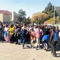 Students from Ekurhuleni West TVET College protested on Tuesday over unpaid NSFAS payments. Photo: Kimberly Mutandiro / GroundUp