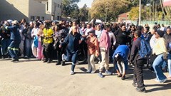 Students from Ekurhuleni West TVET College protested on Tuesday over unpaid NSFAS payments. Photo: Kimberly Mutandiro / GroundUp