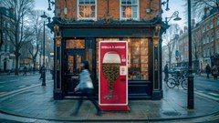 The Stella Artois Perfect Trade Vending Machine outside a pub in London, UK (Image supplied)