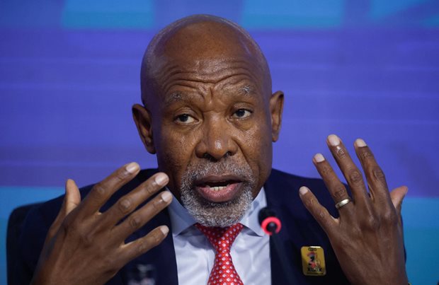 Source: Reuters. Rogan Ward/File Photo. South Africa's Reserve Bank Governor Lesetja Kganyago addresses the media during a press conference concluding the G20 finance meeting in Durban, South Africa, July 18, 2025.