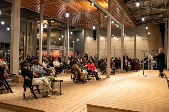 Prof Caroline Nicholson welcomes guests at the exhibition's opening night - Credit Tatenda Chidora.