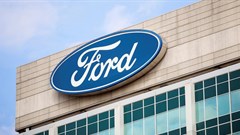 A Ford logo is seen on the Ford Motor World headquarters in Dearborn, Michigan, US, 12 March 2025. Reuters/Rebecca Cook/File Photo