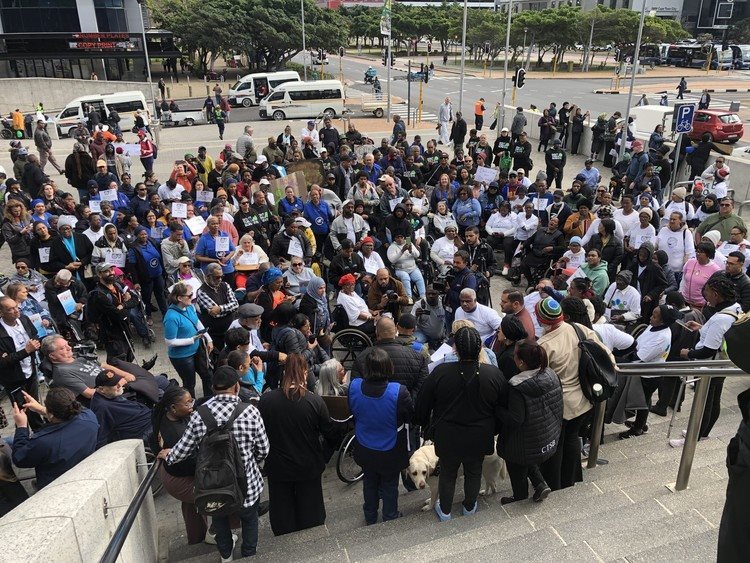 A protest outside the Civic Centre in Cape Town in August after the announcement that the Dial-a-Ride service would be cut back. Archive photo: Mary-Anne Gontsana