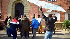 Local community members and supporters of Sustaining the Wild Coast and Greenpeace celebrating an early court victory against Shell in Makhanda in September 2022. Archive photo: Lucas Nowicki