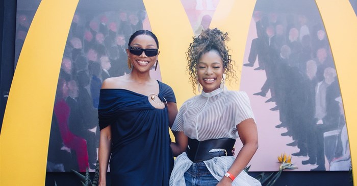 Bonang Mathebe and Nomzamo Mbatha for the Chicken Foldover Celebration for McDonald's (Image supplied)