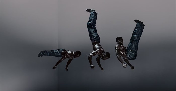 Directed by Jordan Hemingway, the imagery features athletes from gymnastics, pole dancing, cycling, and callisthenics, but with all their usual apparatus removed. Image supplied.