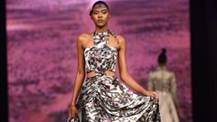 The DFF 2025 culminated in the glamour and sophistication of the Sompire Femme Collection, the first showing by entertainer-turned-designer, Somizi. Image supplied.